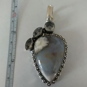 White Topaz and Agate pendant